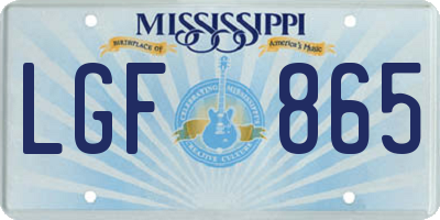 MS license plate LGF865
