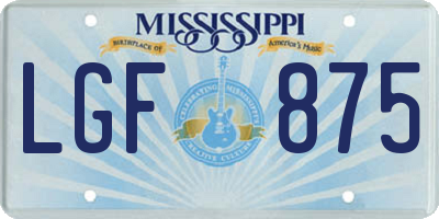 MS license plate LGF875