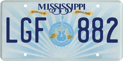 MS license plate LGF882