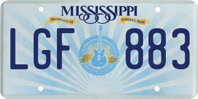 MS license plate LGF883