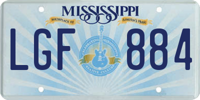 MS license plate LGF884
