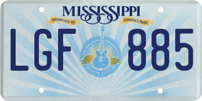 MS license plate LGF885