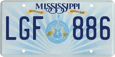 MS license plate LGF886