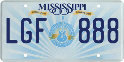 MS license plate LGF888
