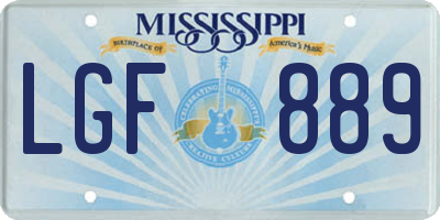 MS license plate LGF889