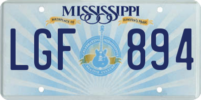MS license plate LGF894