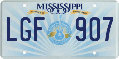 MS license plate LGF907