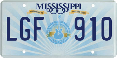 MS license plate LGF910