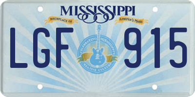 MS license plate LGF915