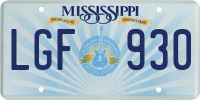MS license plate LGF930