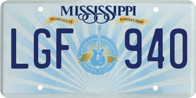 MS license plate LGF940
