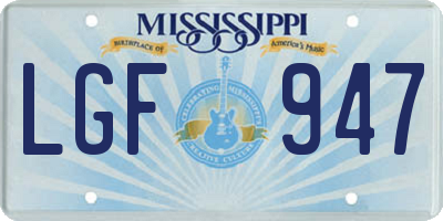 MS license plate LGF947