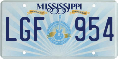 MS license plate LGF954