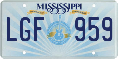 MS license plate LGF959