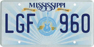 MS license plate LGF960