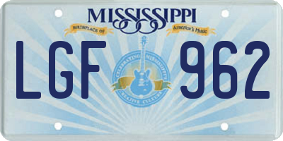 MS license plate LGF962