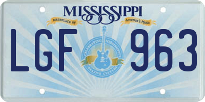 MS license plate LGF963
