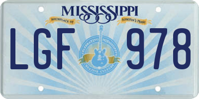 MS license plate LGF978