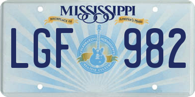 MS license plate LGF982