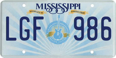MS license plate LGF986