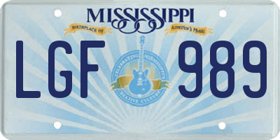 MS license plate LGF989