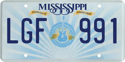 MS license plate LGF991