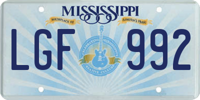 MS license plate LGF992