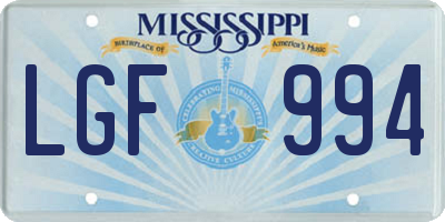 MS license plate LGF994