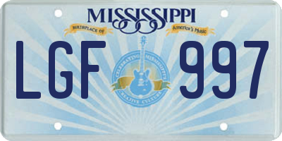 MS license plate LGF997