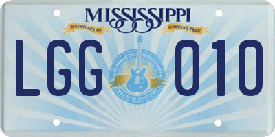 MS license plate LGG010