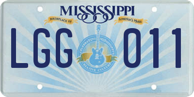MS license plate LGG011