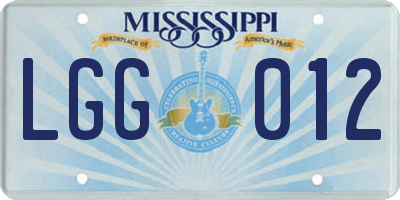 MS license plate LGG012
