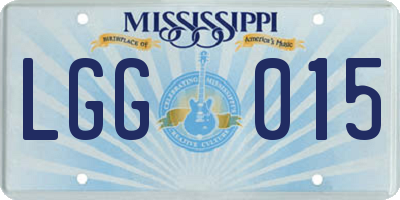 MS license plate LGG015