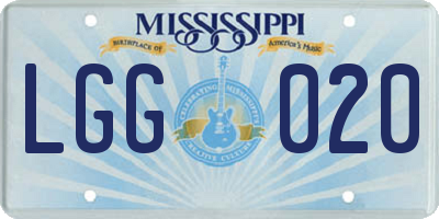MS license plate LGG020