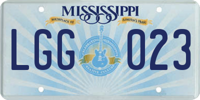 MS license plate LGG023
