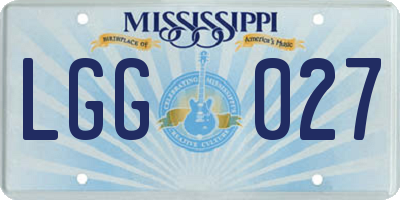 MS license plate LGG027