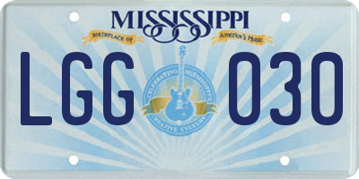 MS license plate LGG030