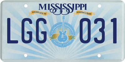 MS license plate LGG031