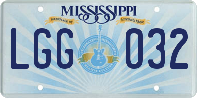 MS license plate LGG032