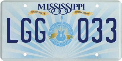 MS license plate LGG033