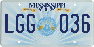 MS license plate LGG036