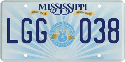 MS license plate LGG038