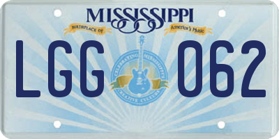 MS license plate LGG062