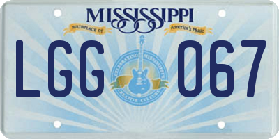 MS license plate LGG067