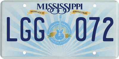 MS license plate LGG072