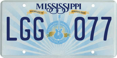 MS license plate LGG077