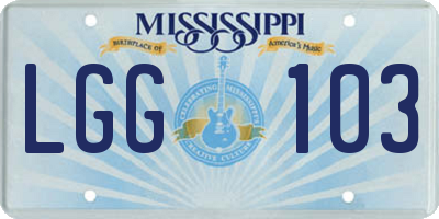 MS license plate LGG103