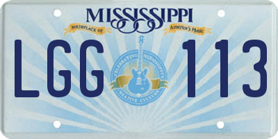 MS license plate LGG113