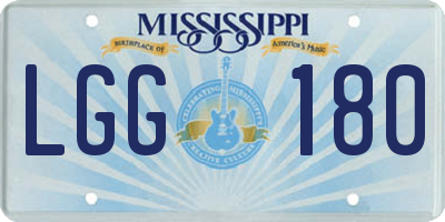 MS license plate LGG180