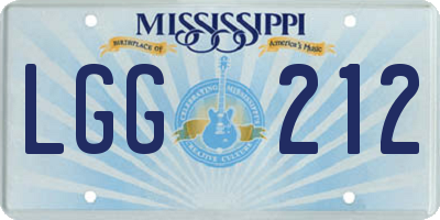 MS license plate LGG212